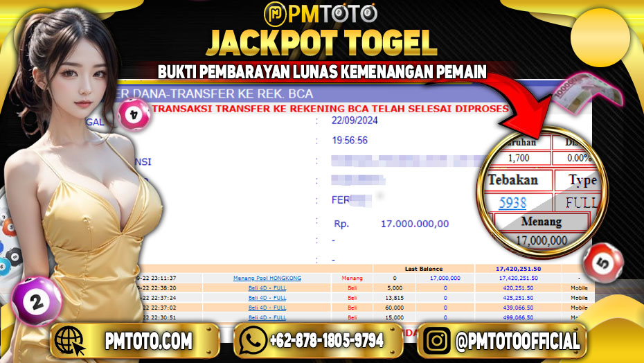 elamat Kepada Member PMTOTO JACKPOT HONGKONG POOLS Rp.17.000.000.,- LUNAS