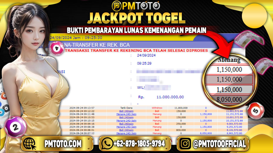 Selamat Kepada Member PMTOTO JACKPOT SINGAPORE POOLS Rp.11,000,000.,- LUNAS