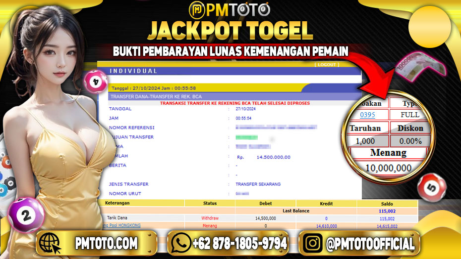 Selamat Kepada Member PMTOTO JACKPOT HONGKONG Rp.14.500.000.,- LUNAS