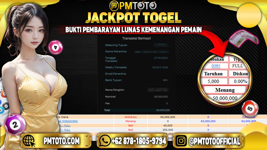 Selamat Kepada Member PMTOTO JACKPOT HONGKONG Rp.60.0000.000.,- LUNAS