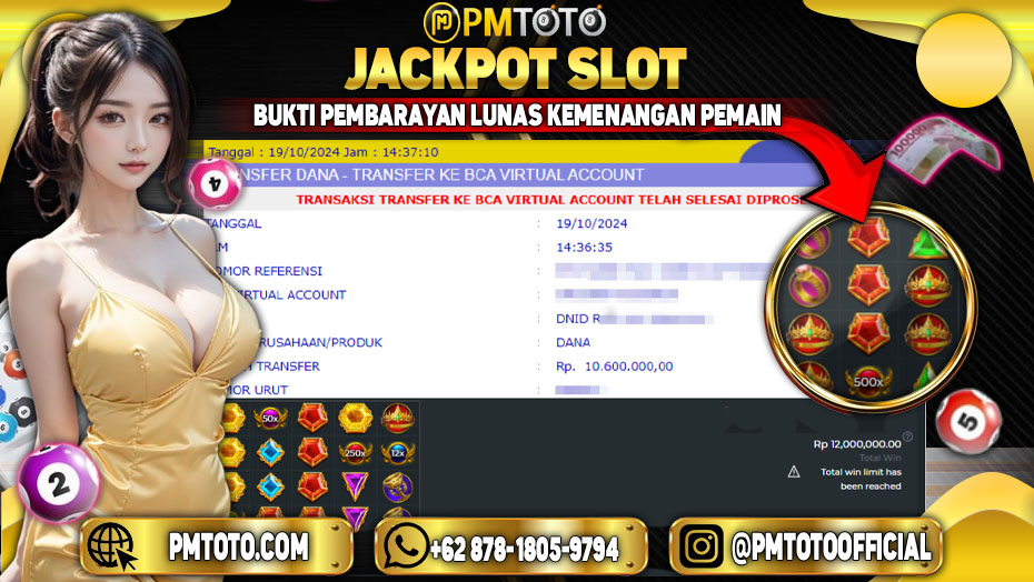 Selamat Kepada Member PMTOTO JACKPOT GATES OF OLYMPUS di PMTOTO Rp.10,600,000.,- LUNAS