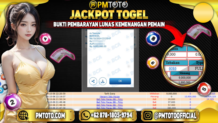 Selamat Kepada Member PMTOTO JACKPOT TOTOMACAU POOLS Rp.10,900,000.,- LUNAS