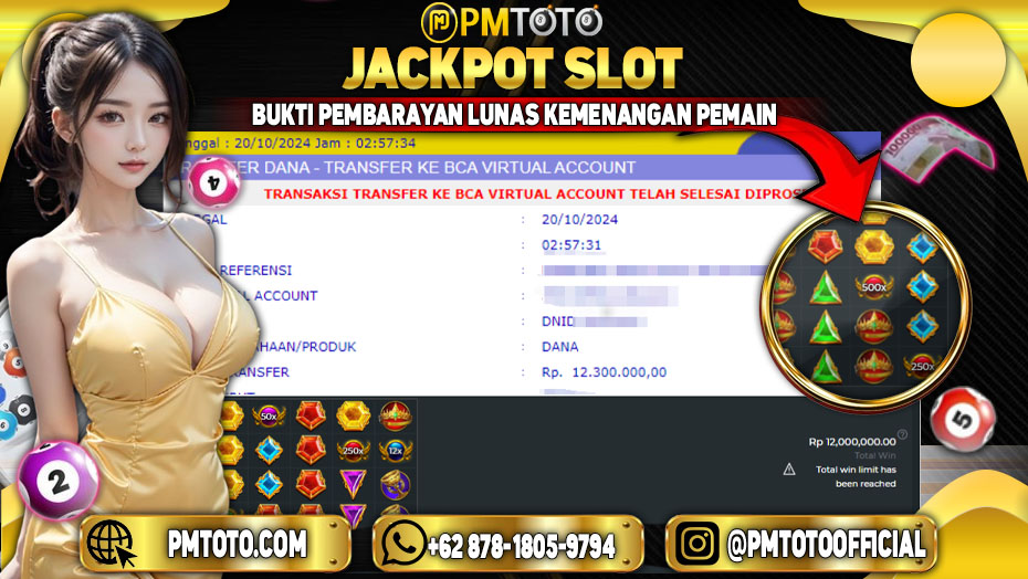 Selamat Kepada Member PMTOTO JACKPOT GATES OF OLYMPUS di PMTOTO Rp.12,300,000.,- LUNAS