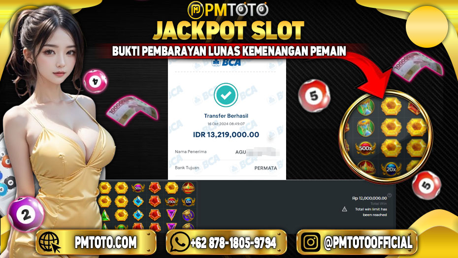 Selamat Kepada Member PMTOTO JACKPOT GATES OF OLYMPUS di PMTOTO Rp.13,219,000.,- LUNAS