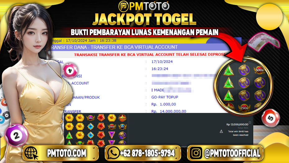 Selamat Kepada Member PMTOTO JACKPOT GATES OF OLYMPUS di PMTOTO Rp.14,000,000.,- LUNAS