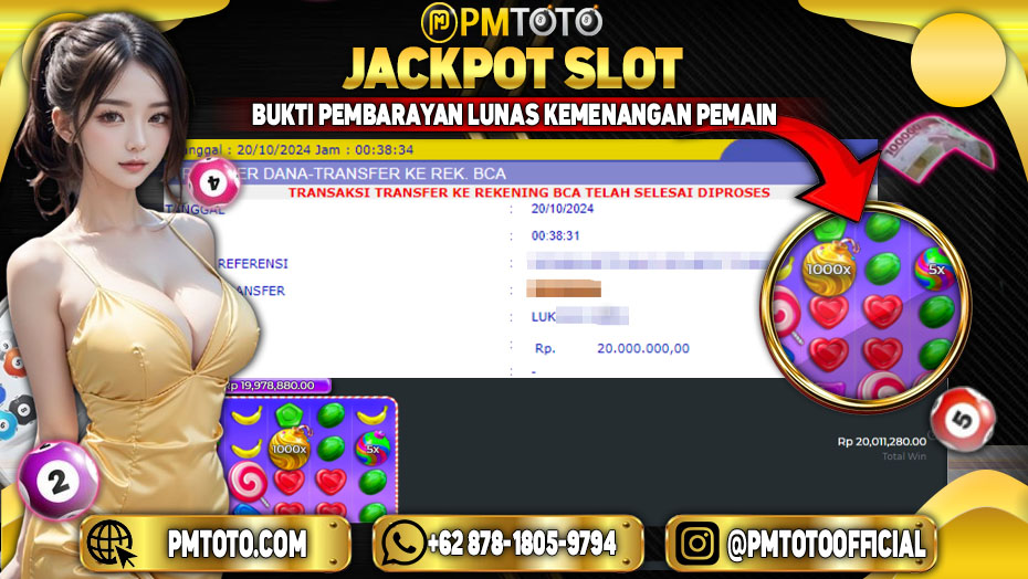 Selamat Kepada Member PMTOTO JACKPOT SWEET BONANZA di PMTOTO Rp.20,000,000.,- LUNAS