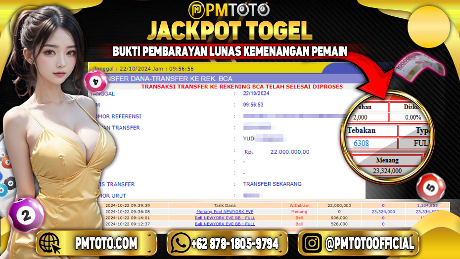 Selamat Kepada Member PMTOTO JACKPOT NEWYORKEVE POOLS Rp.23,324,000.,- LUNAS