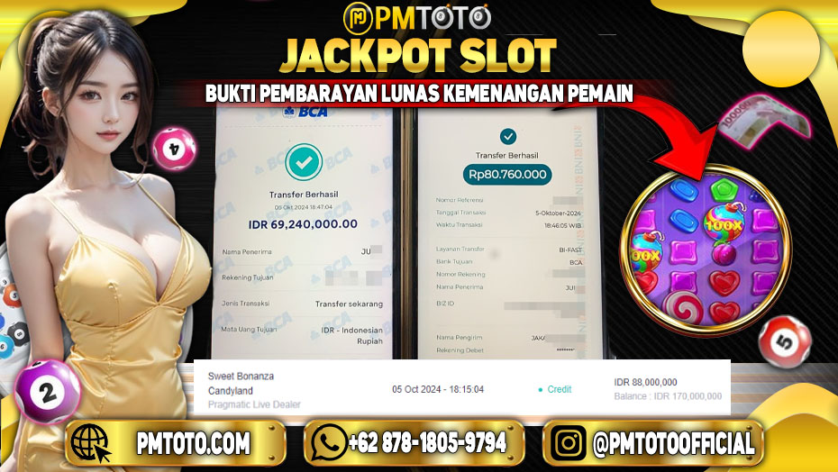 Selamat Kepada Member PMTOTO JACKPOT SLOT SWEET BONANZA  Rp.150.000.000.,- LUNAS