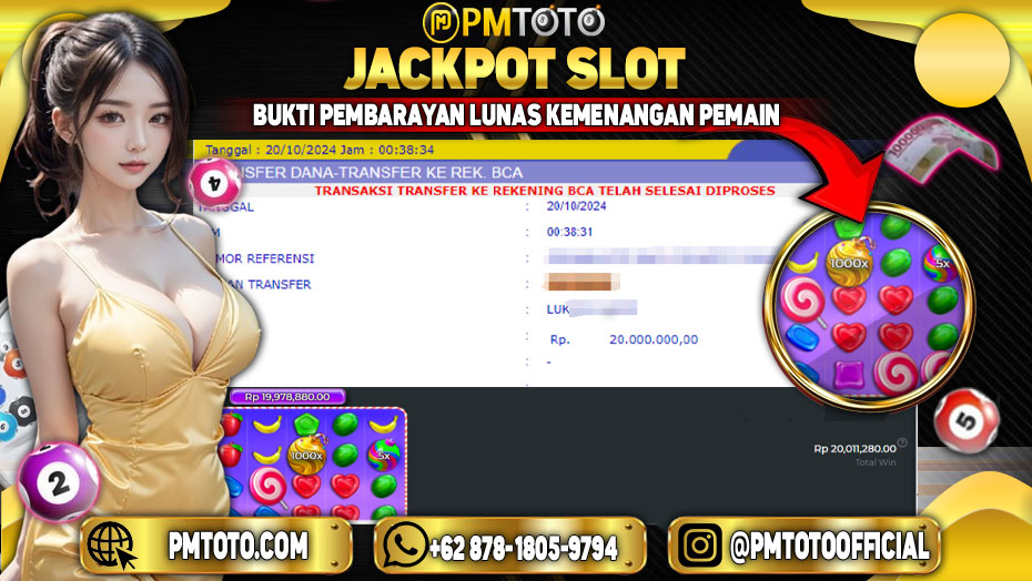 Selamat Kepada Member PMTOTO JACKPOT SWEET BONANZA di PMTOTO Rp.20,000,000.,- LUNAS