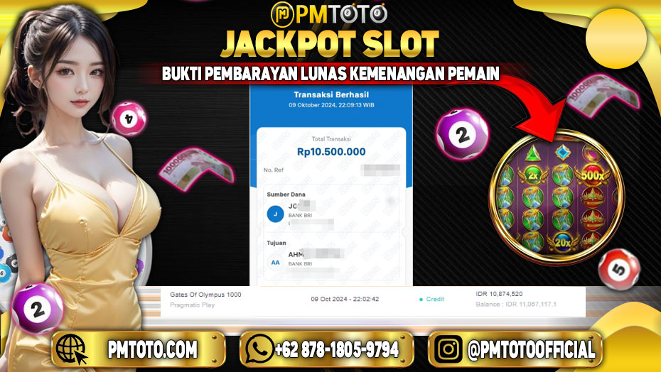 Selamat Kepada Member PMTOTO JACKPOT GATES OF OLYMPUS x1000 di PMTOTO Rp.10,500,000.,- LUNAS