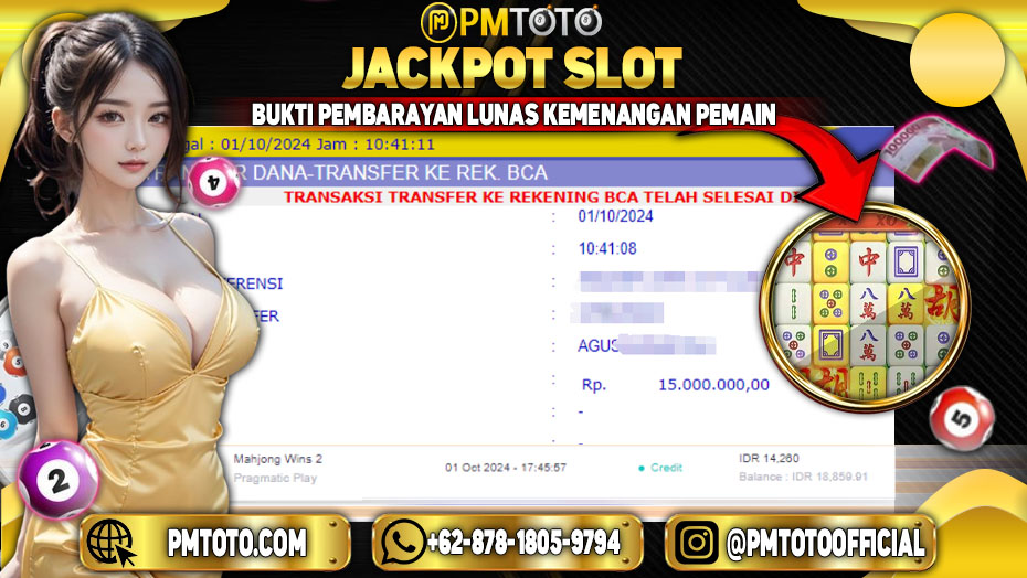 Selamat Kepada Member PMTOTO JACKPOT slot Mahjong WayS 2 Rp.18,286,000.,- LUNAS