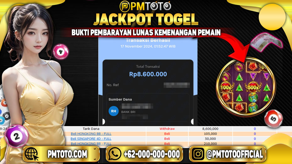 Selamat Kepada Member PMTOTO JACKPOT GATES OF OLYMPUS Rp.8.600.000.,- LUNAS