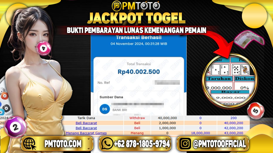 Selamat Kepada Member PMTOTO JACKPOT BACCARAT Rp.40.000.000.,- LUNAS