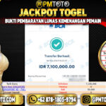 Selamat Kepada Member PMTOTO JACKPOT SINGAPORE Rp.7.100.000.,- LUNAS