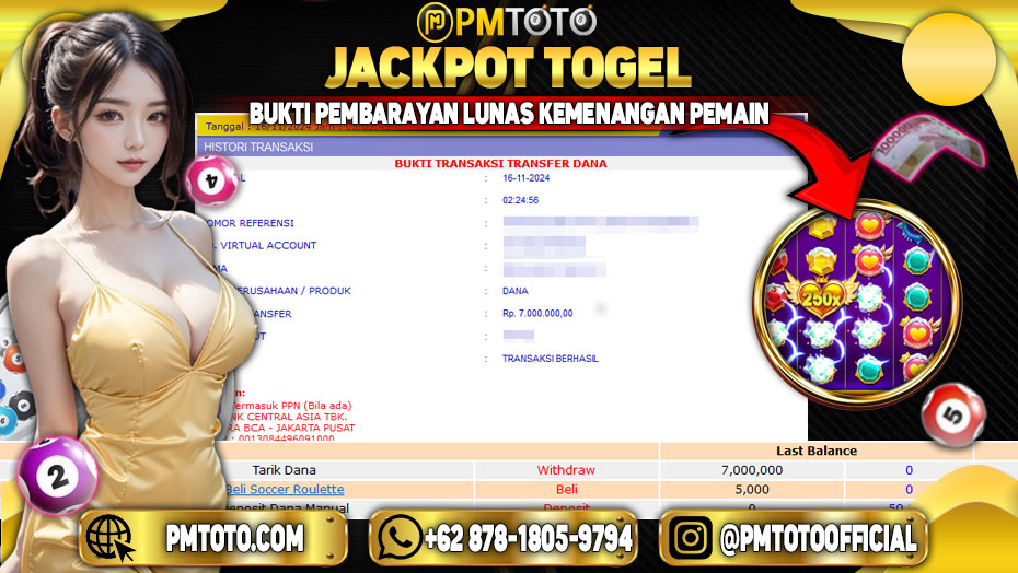 Selamat Kepada Member PMTOTO JACKPOT STARLIGHT PRINCESS Rp.7.000.000.,- LUNAS