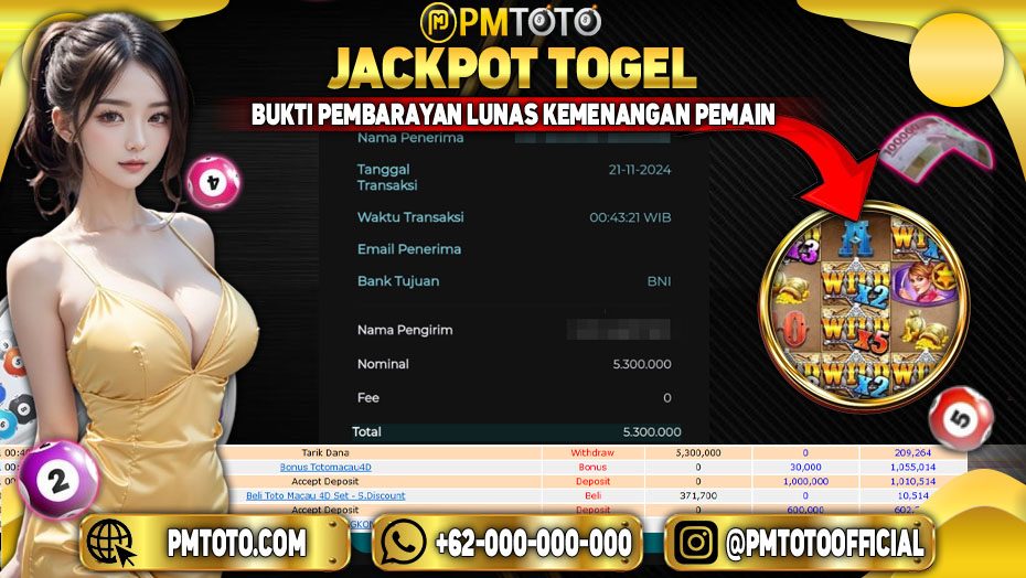 Selamat Kepada Member PMTOTO JACKPOT SLOT WILD WAYS BONTY Rp.5.300.000.,- LUNAS