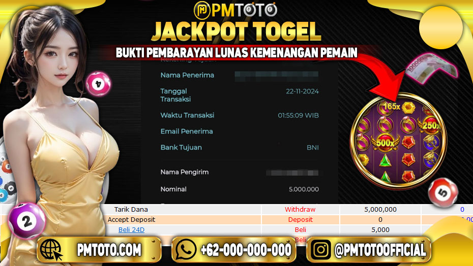 Selamat Kepada Member PMTOTO JACKPOT GATES OF OLYMPUS Rp.5.000.000.,- LUNAS