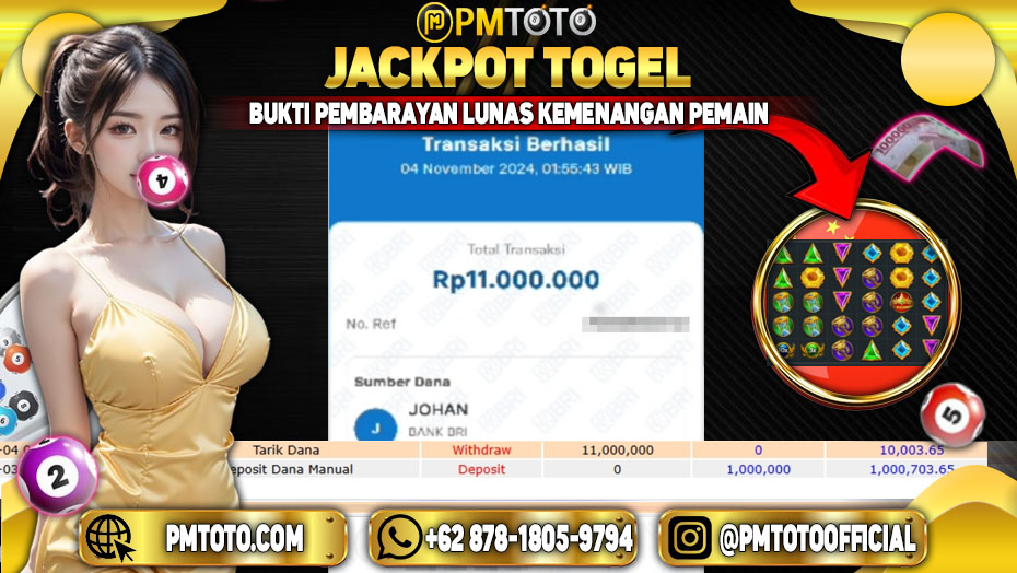 Selamat Kepada Member PMTOTO JACKPOT GATES OF OLYMPUS Rp.11.000.000.,- LUNAS