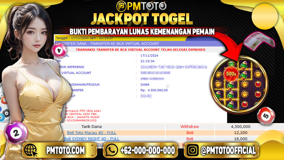 Selamat Kepada Member PMTOTO JACKPOT TOTOMACAU Rp.4.500.000.,- LUNAS