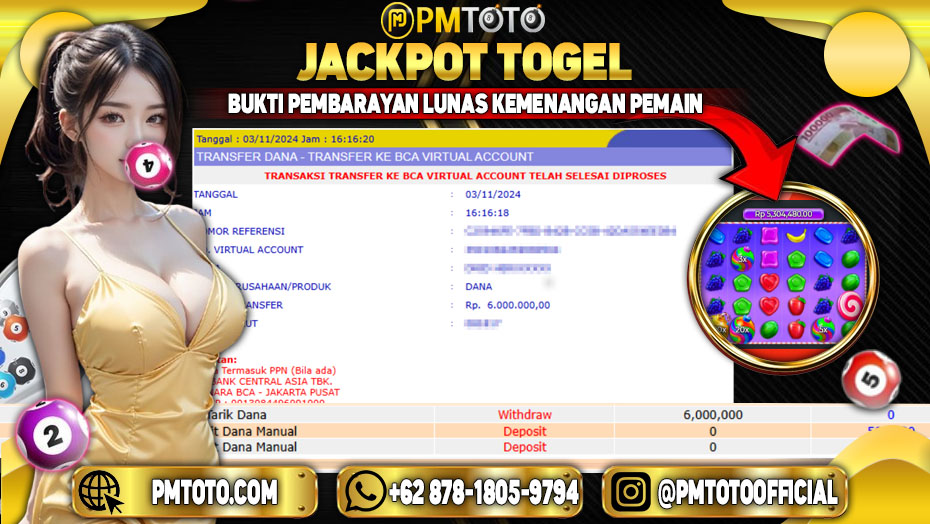 Selamat Kepada Member PMTOTO JACKPOT SWEET BONANZA Rp.6.000.000.,- LUNAS