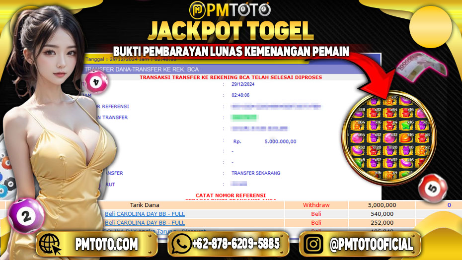 Selamat Kepada Member PMTOTO JACKPOT SUGAR RUSH 1000 Rp.5.000.000.,- LUNAS