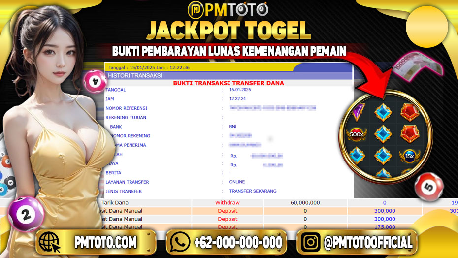 Selamat Kepada Member PMTOTO JACKPOT GATES OF OLYMPUS 1000 Rp.60.000.000.,- LUNAS