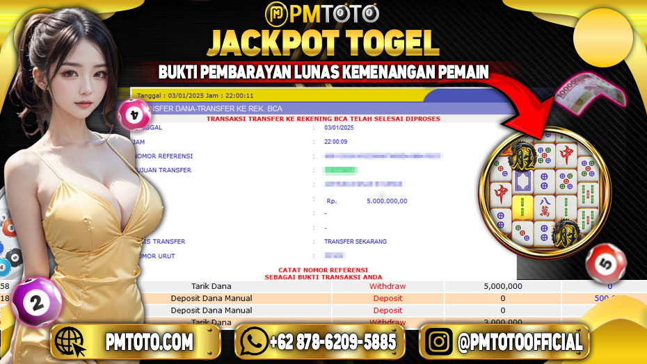 Selamat Kepada Member PMTOTO JACKPOT MAHJONG WAYS 3-BLACK SCATTER Rp.5.000.000.,- LUNAS