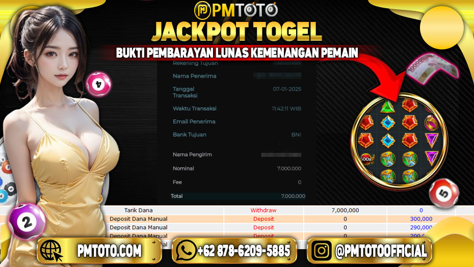 Selamat Kepada Member PMTOTO JACKPOT GATES OF OLYMPUS 1000 Rp.7.000.000.,- LUNAS