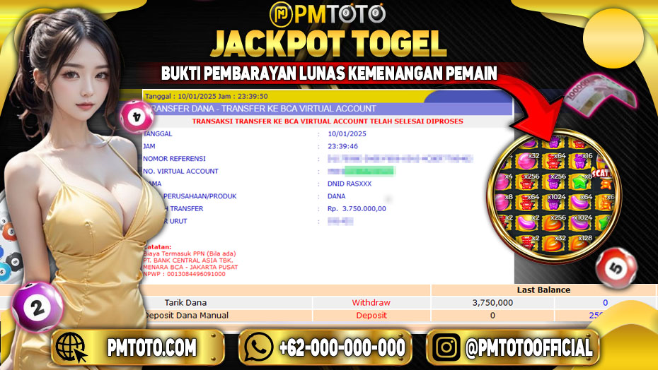 Selamat Kepada Member PMTOTO JACKPOT SUGAR RUSH 1000 Rp.3.750.000.,- LUNAS