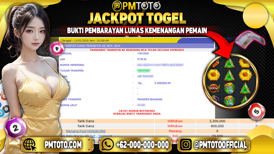 Selamat Kepada Member PMTOTO JACKPOT GATES OF OLYMPUS 1000 Rp.3.300.000.,- LUNAS