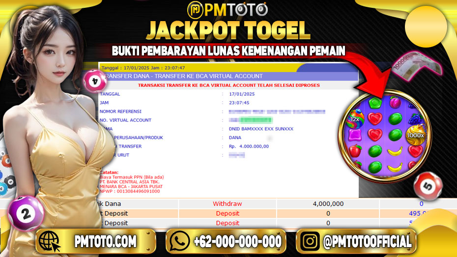 Selamat Kepada Member PMTOTO JACKPOT SWEET BONANZA 1000 Rp.4.000.000.,- LUNAS