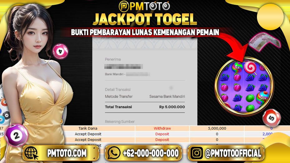 Selamat Kepada Member PMTOTO JACKPOT SWEET BONANZA 1000 Rp.5.000.000.,- LUNAS