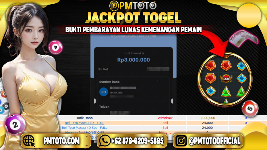 Selamat Kepada Member PMTOTO JACKPOT GATES OF OLYMPUS 1000 Rp.3.000.000.,- LUNAS