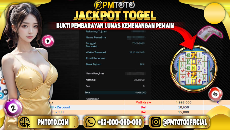 Selamat Kepada Member PMTOTO JACKPOT MAHJONG WAYS 3-BLACK SCATTER Rp.4.998.000.,- LUNAS