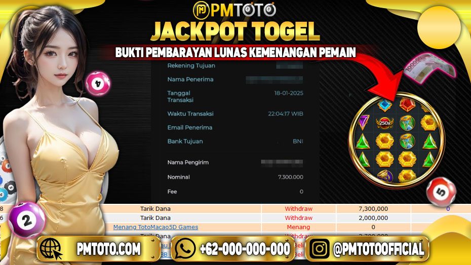 Selamat Kepada Member PMTOTO JACKPOT GATES OF OLYMPUS 1000 Rp.7.300.000.,- LUNAS