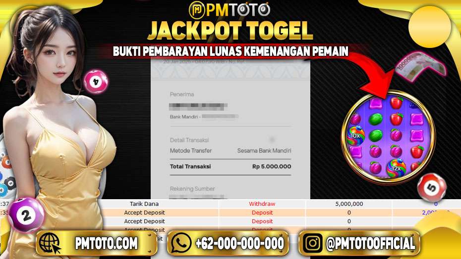 Selamat Kepada Member PMTOTO JACKPOT SWEET BONANZA 1000 Rp.5.000.000.,- LUNAS