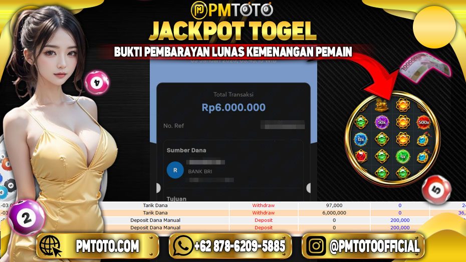 Selamat Kepada Member PMTOTO JACKPOT GATES OF GATOT KACA 1000 Rp.6.000.000.,- LUNAS