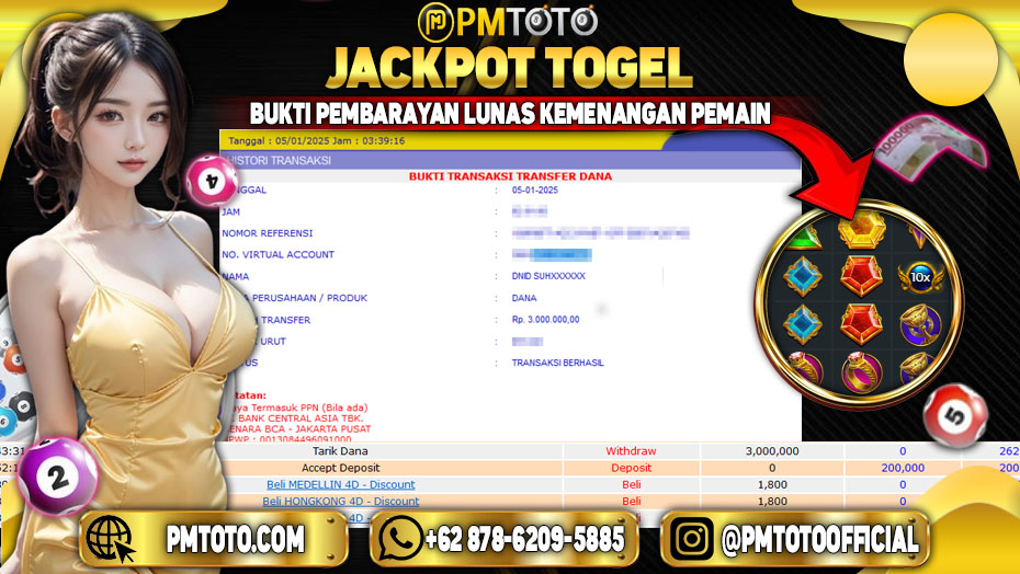 Selamat Kepada Member PMTOTO JACKPOT GATES OF OLYMPUS 1000 Rp.3.000.000.,- LUNAS