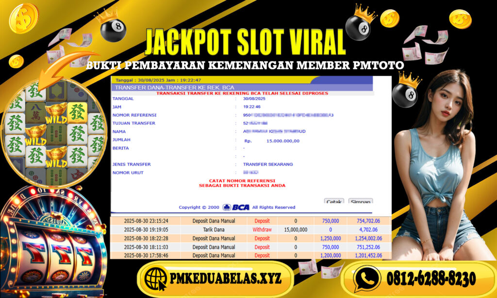 Selamat Kepada Member PMTOTO JACKPOT MAHJONG WINS 3 Rp.15.000.000.,- LUNAS