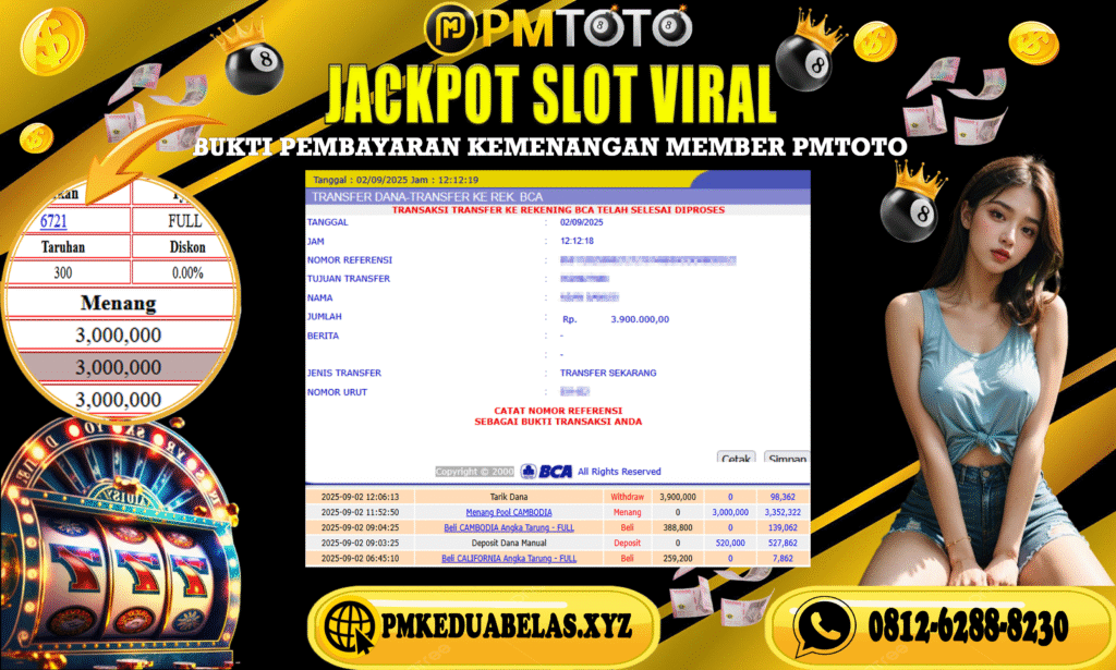 Selamat Kepada Member PMTOTO JACKPOT CAMBODIA Rp.3.900.000.,- LUNAS