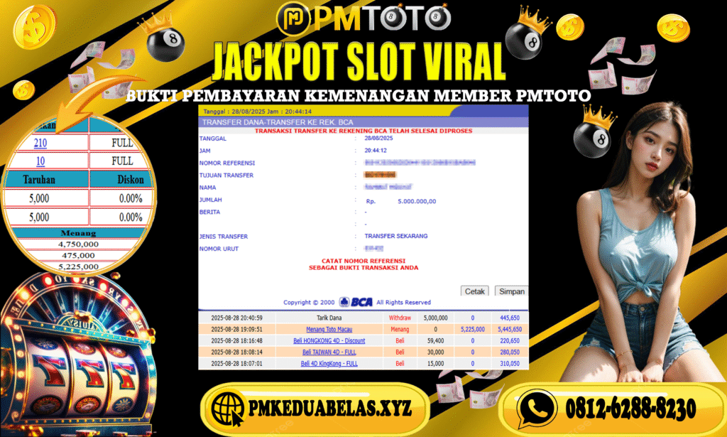 Selamat Kepada Member PMTOTO JACKPOT TOTOMACAU Rp.5.000.000.,- LUNAS