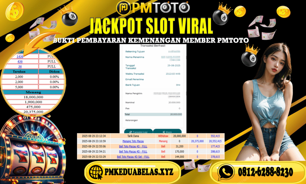 Selamat Kepada Member PMTOTO JACKPOT TOTOMACAU Rp.20.000.000.,- LUNAS