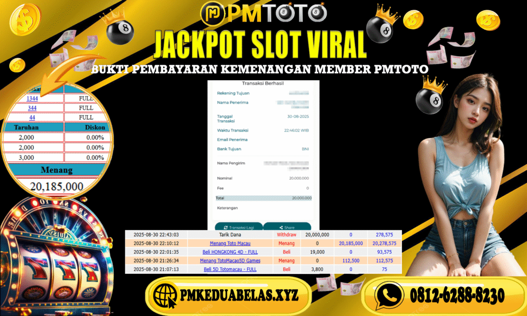 Selamat Kepada Member PMTOTO JACKPOT TOTOMACAU Rp.20.000.000.,- LUNAS