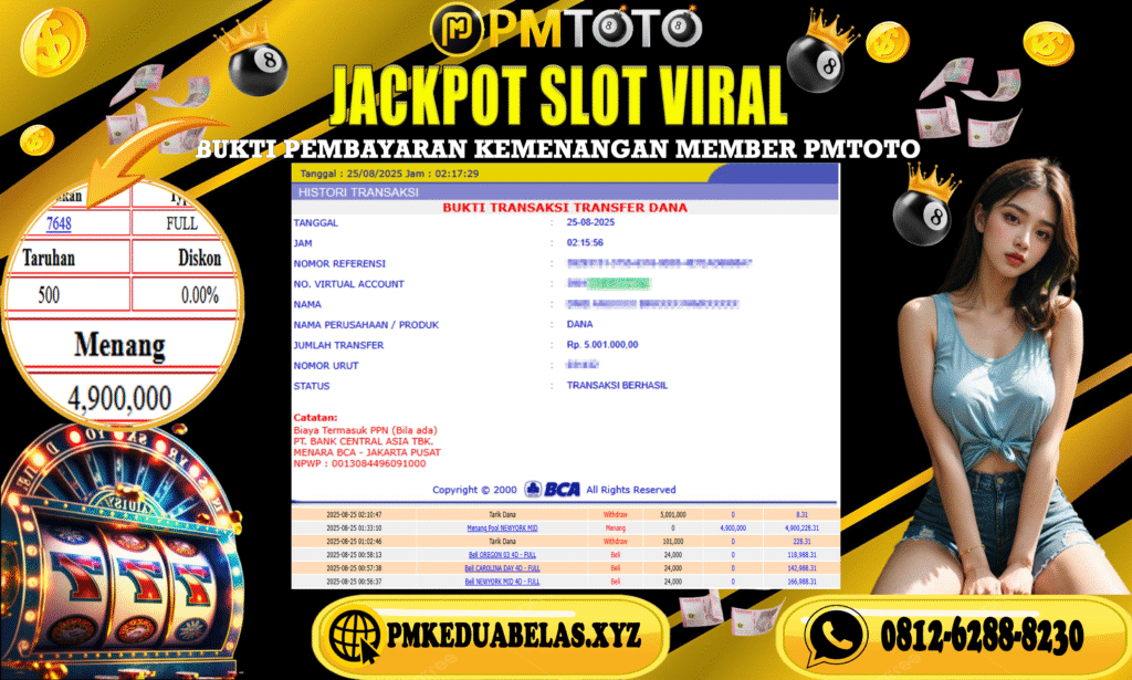 Selamat Kepada Member PMTOTO JACKPOT NEWYORK MID Rp.5.001.000.,- LUNAS