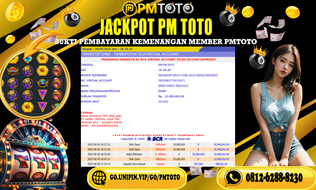 Selamat Kepada Member PMTOTO JACKPOT GATES OF OLYMPUS 1000 Rp.10.000.000.,- LUNAS