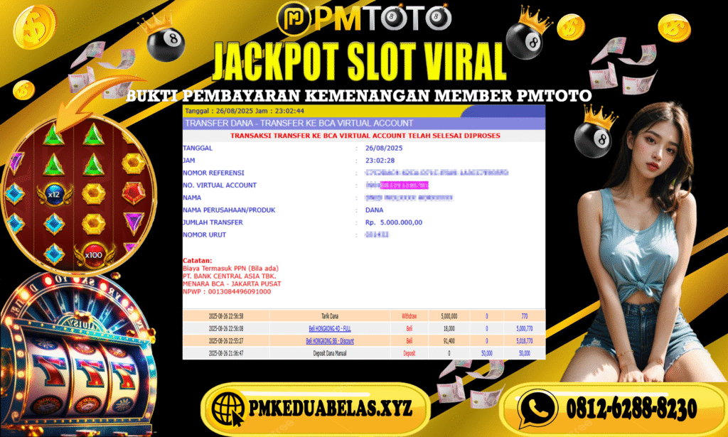 Selamat Kepada Member PMTOTO JACKPOT SLOT OLYMPUS SUPER SCATTER Rp.5.000.000.,- LUNAS